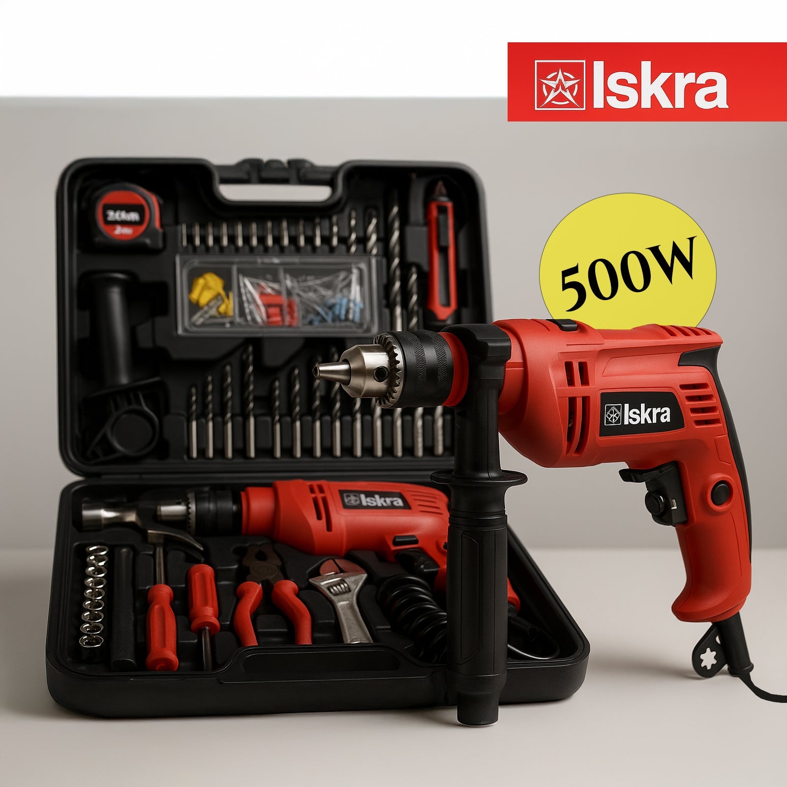 Iskra vibracijski vrtalnik z orodjem 500W