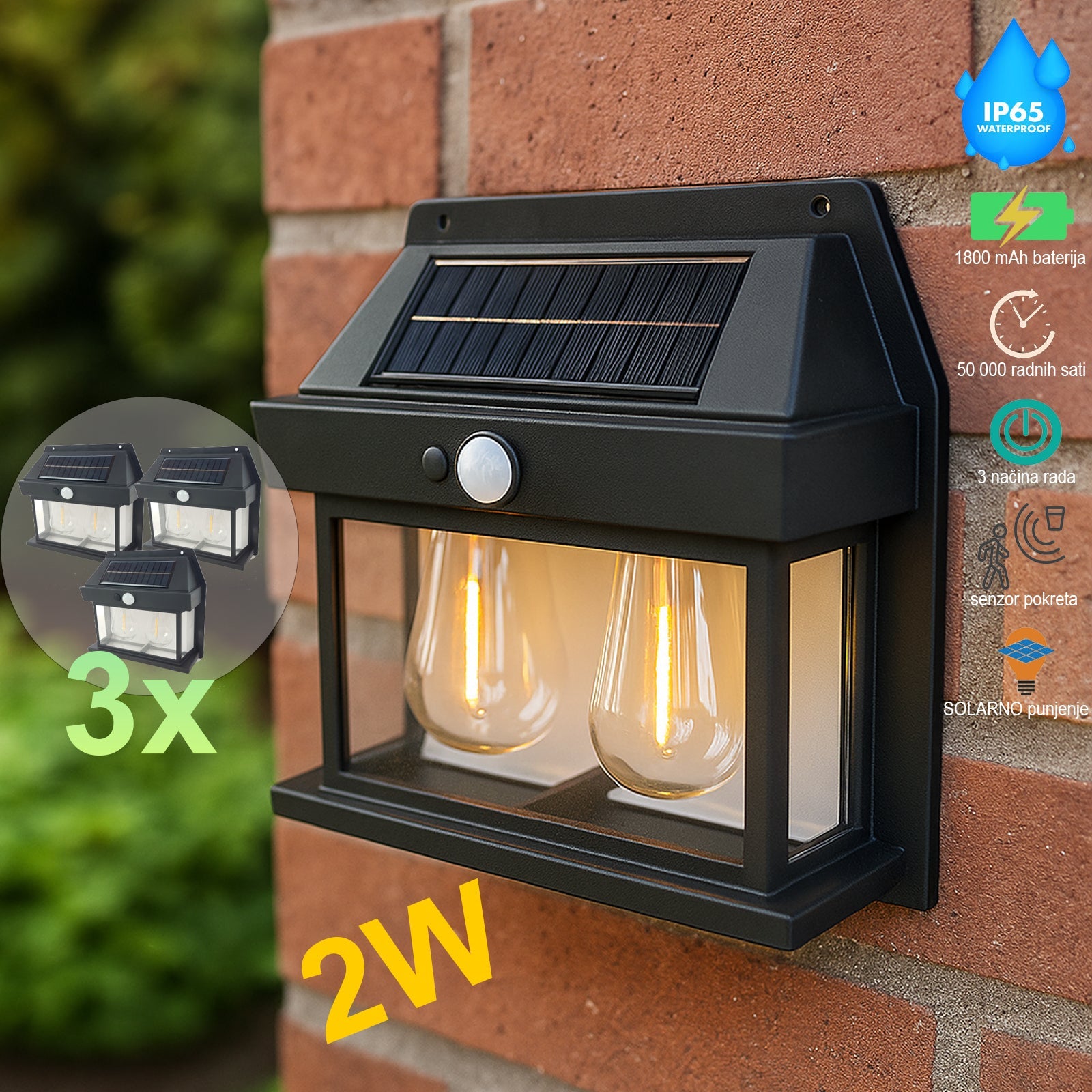 LED solarne vrtne svetilke 3 kosi N259