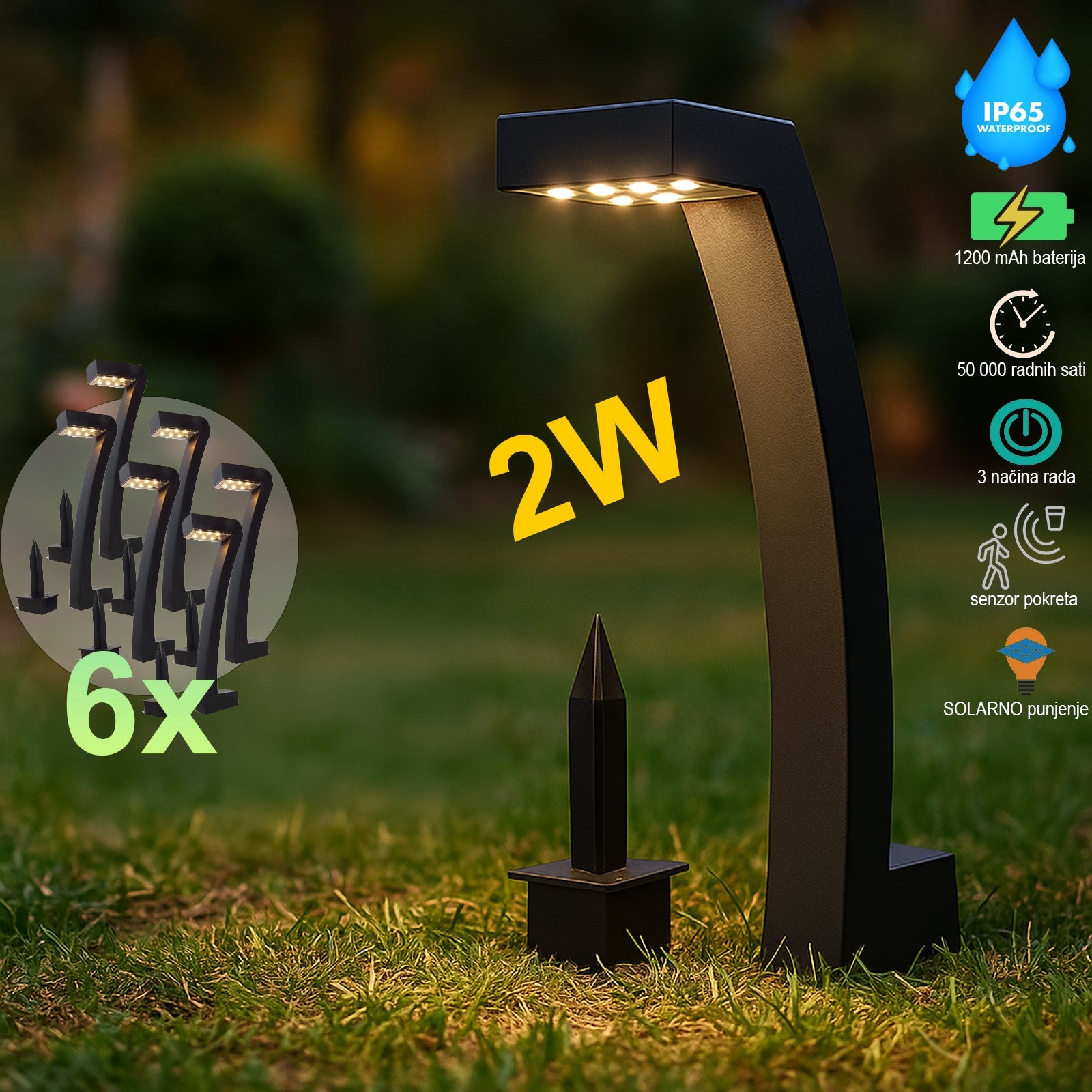 LED solarne vrtne svetilke 6 kosov N251