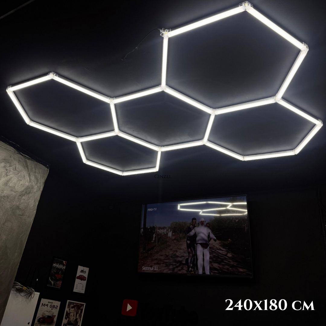 Stropna LED šesterokotna svetilka 240×180 cm