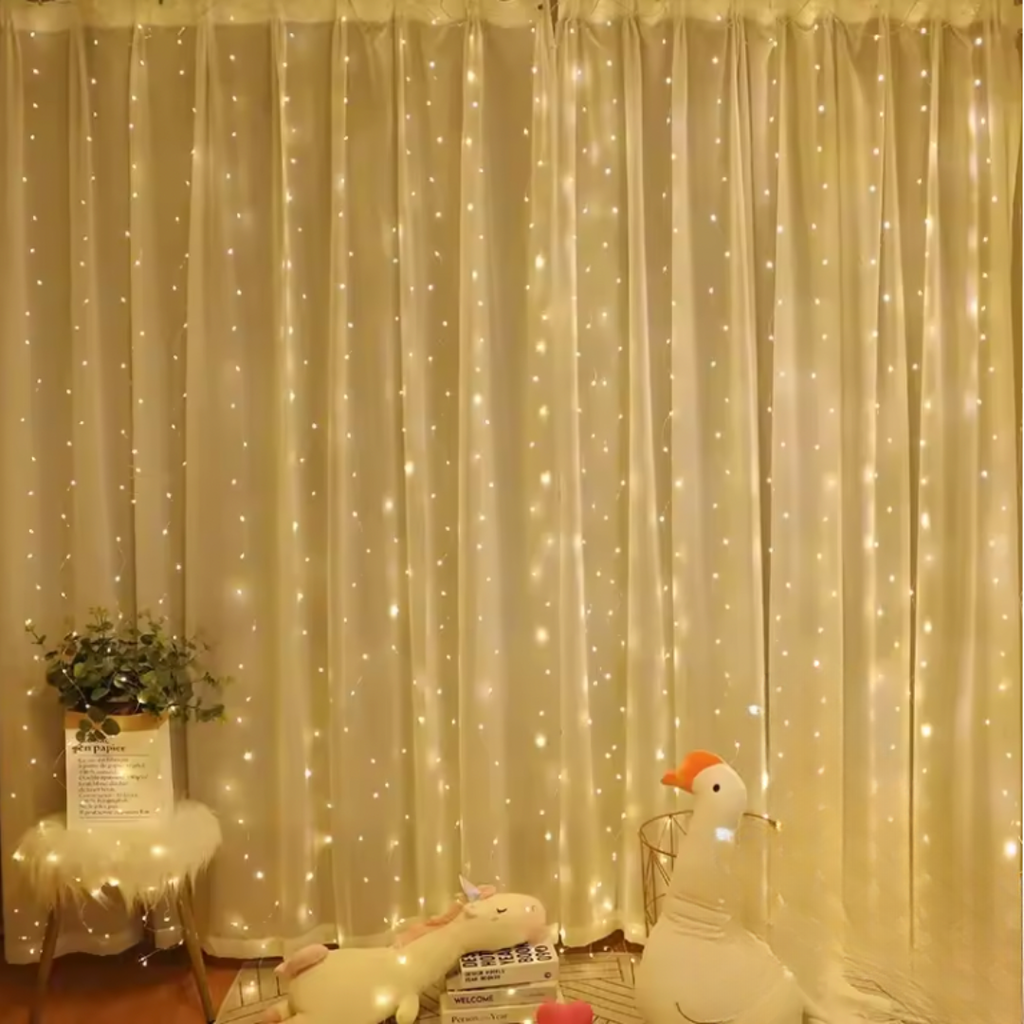 LED okenska zavesa z obešalniki in daljinskim upravljalnikom 3X3M