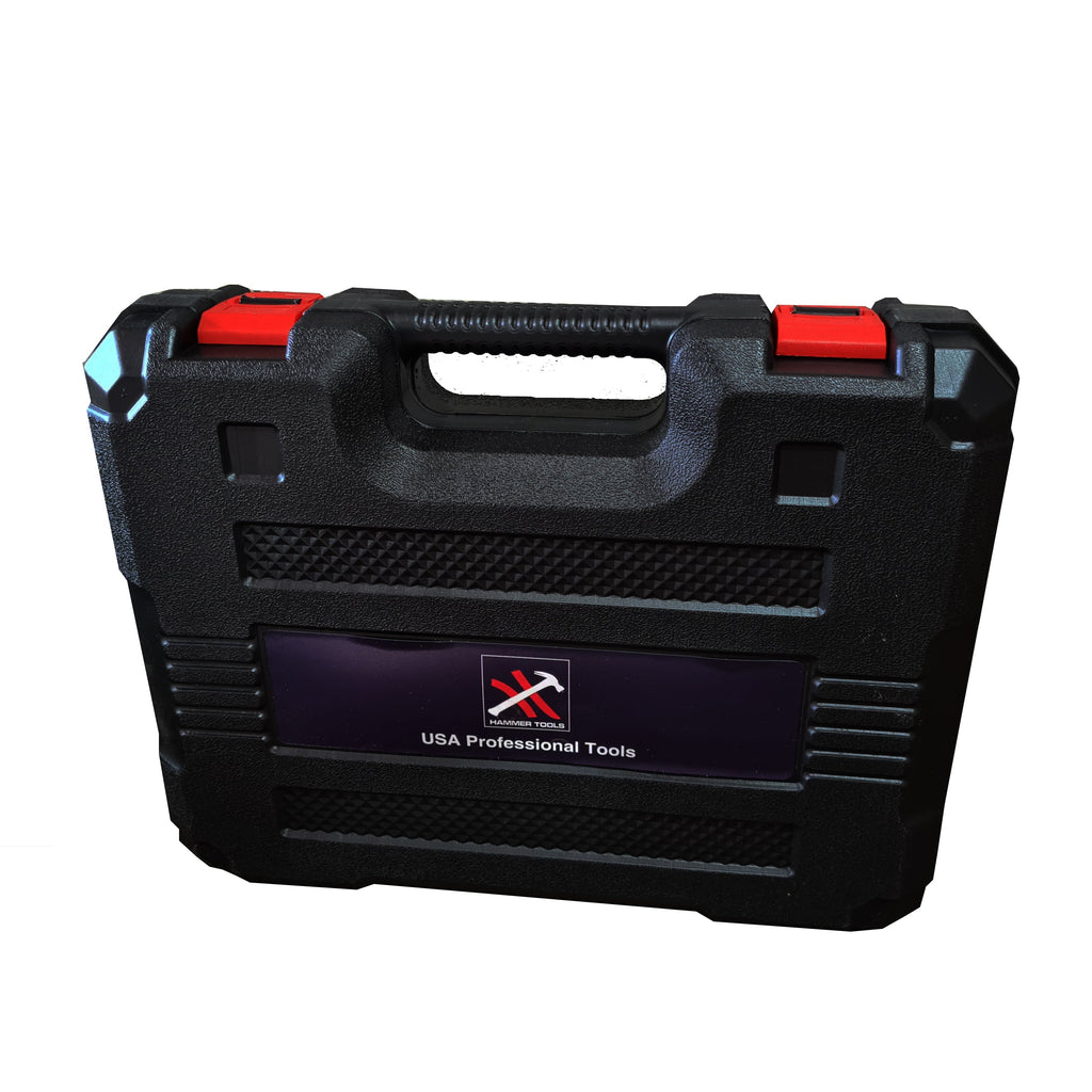 Akumulatorski izvijač Hammer Tools, 2 litij-ionski bateriji + vrtalna glava 1,5–13 mm + 5 nastavkov 18, 19, 20, 21, 22 mm