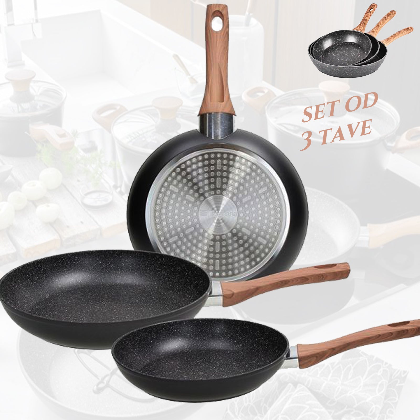 KOMPLET 3 MARMORNIH PONV 20 cm/24 cm/28 cm