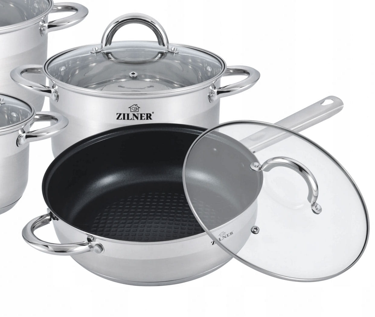 VRH NERJAVEČEGA JEKLA 18/10 ZILNER 12-DELNI KOMPLET LONCEV