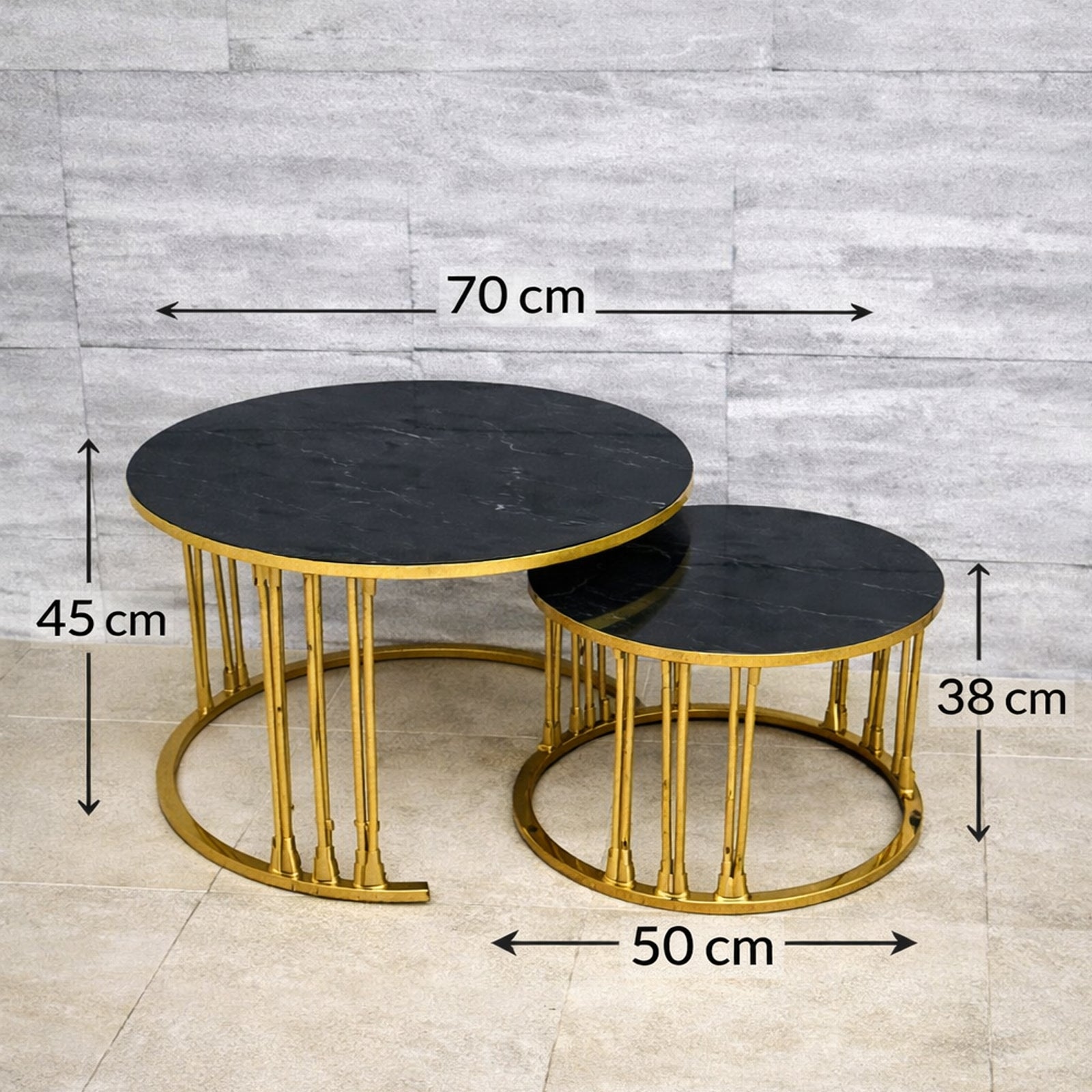 Komplet klubskih miz – Črni marmor