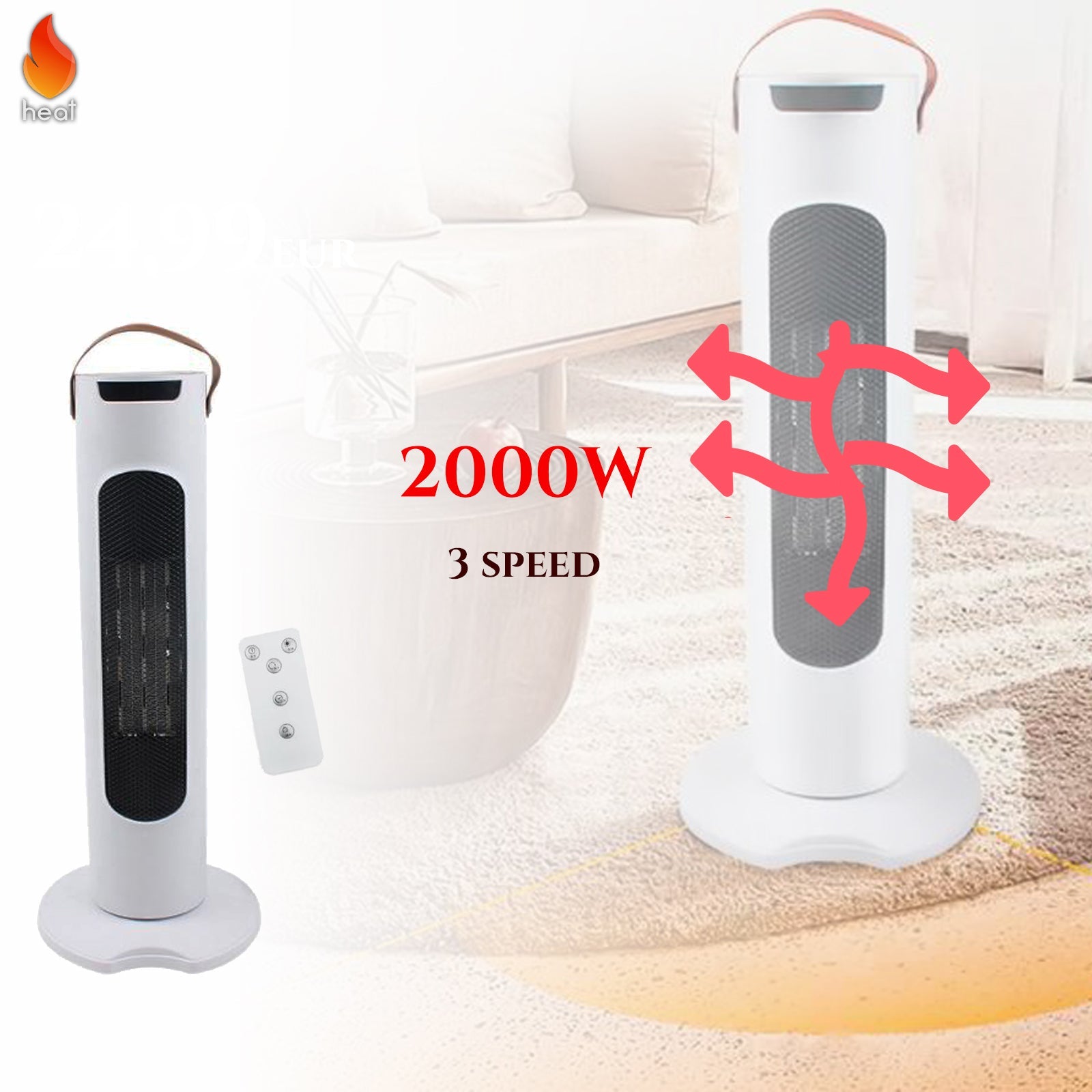 NAMIZNI GRELEC Z DALJINSKIM UPRAVLJALNIKOM 2000 W