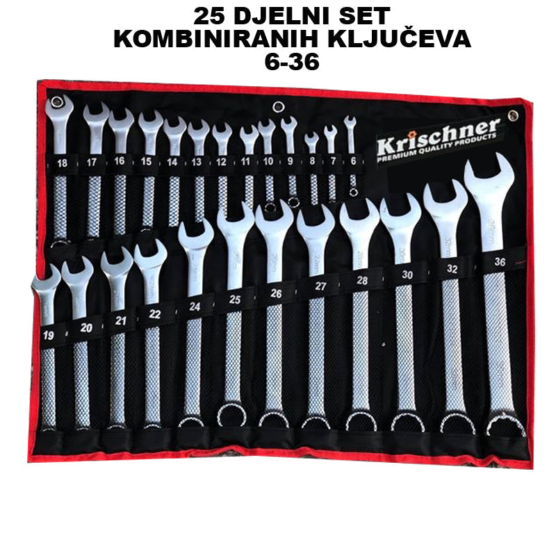 OBROČNI KLJUČI ZA VILICE 25 KOSOV OD 6-36 mm KRISCHNER