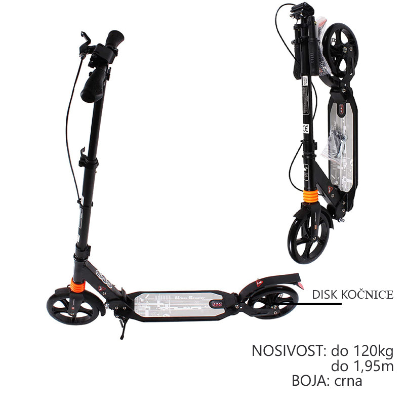 SUPER MESTNI SKUTER Z VELIKIMI KOLESI 200 M Z DISK PLOŠČICAMI