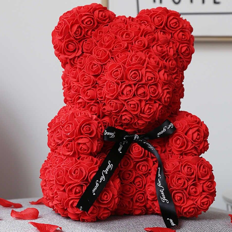 Medvedek iz rdečih vrtnic 40 cm