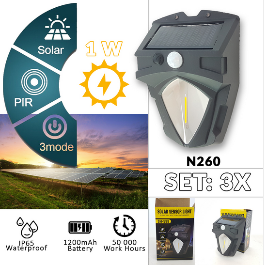LED solarna svetilka n260 3 kosi