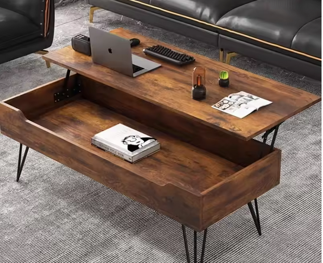 Moderna dvižna klubska mizica s prostorom za shranjevanje