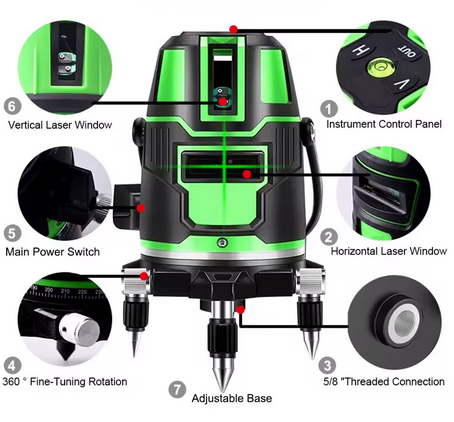 Laserski nivelir 2 bateriji + stojalo + zaščitna očala