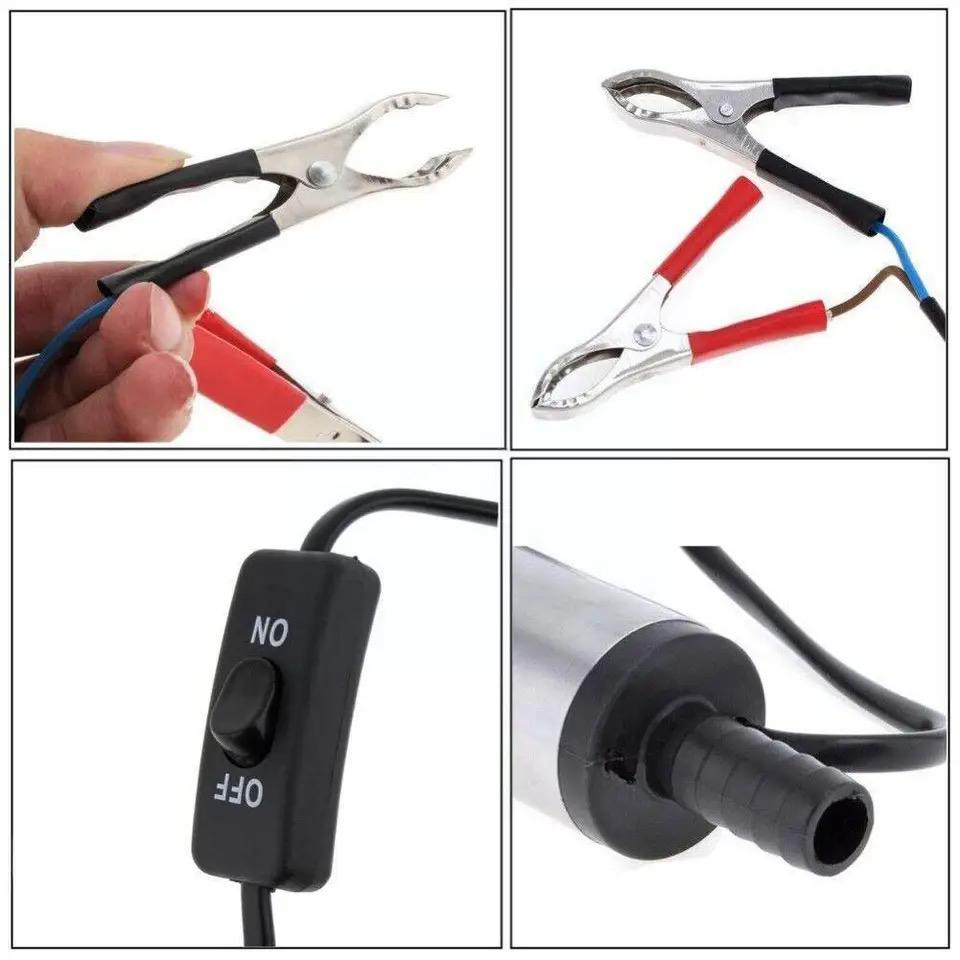 ČRPALKA ZA PRETAKANJE GORIVA IZ NERJAVEČEGA JEKLA 12 V Z GUMBOM ZA VKLOP/IZKLOP