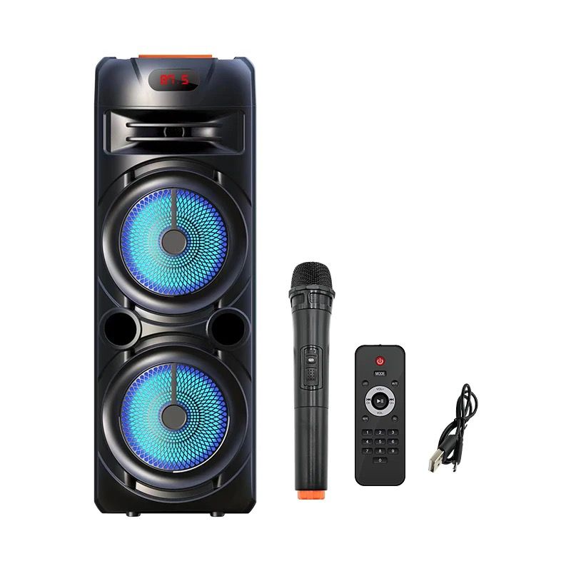 VELIK ZVOČNIK 4500 mAh 8'' X2 Z BREZPLAČNIM BREZŽIČNIM MIKROFONOM IN DALJINSKIM UPRAVLJALNIKOM