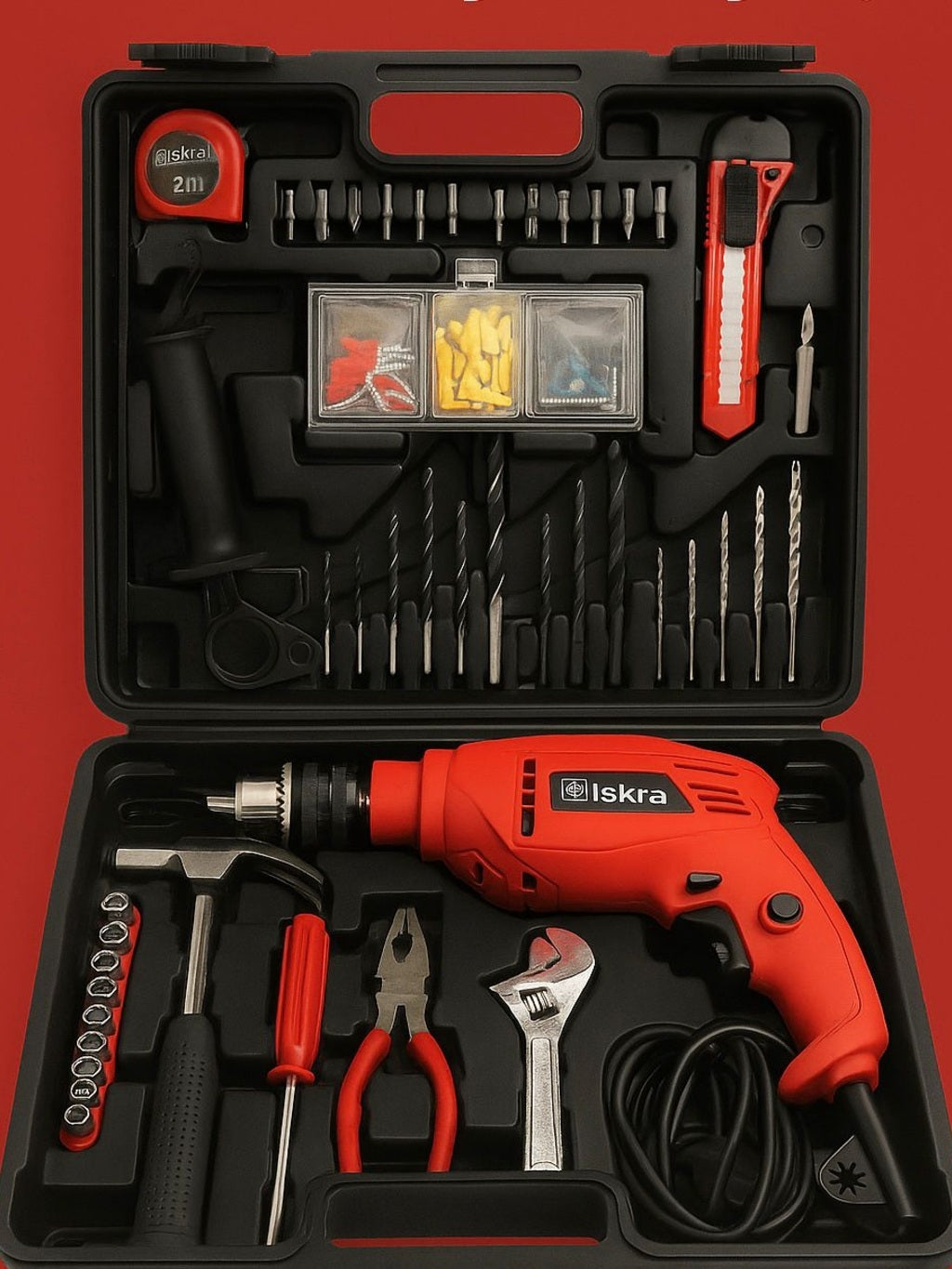 Iskra vibracijski vrtalnik z orodjem 500W