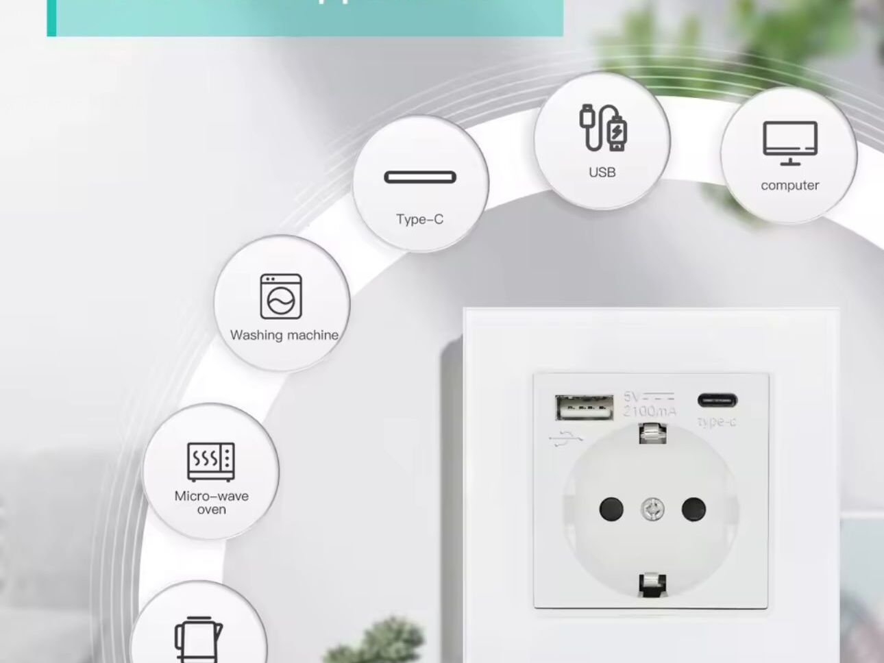 Dvojna stenska vtičnica (USB + C)