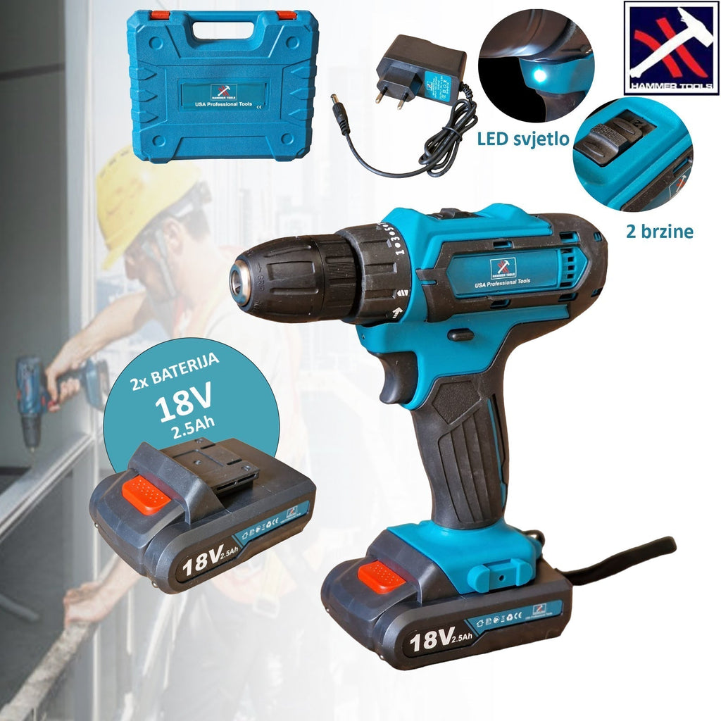 18V AKUMULATORSKI VRTALNIK Z 2 BATERIJICAMA