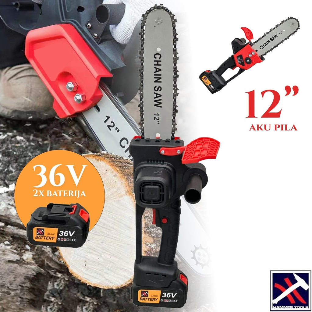 AKUMULATORSKA ŽAGA 12 PALCEV Z 2 BATERIJAMA 36V KLADIVO
