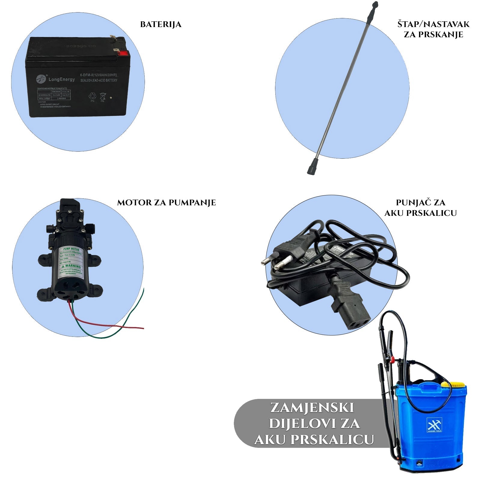 NADOMESTNI DELI ZA VSE ŠKROPILNICE AKU