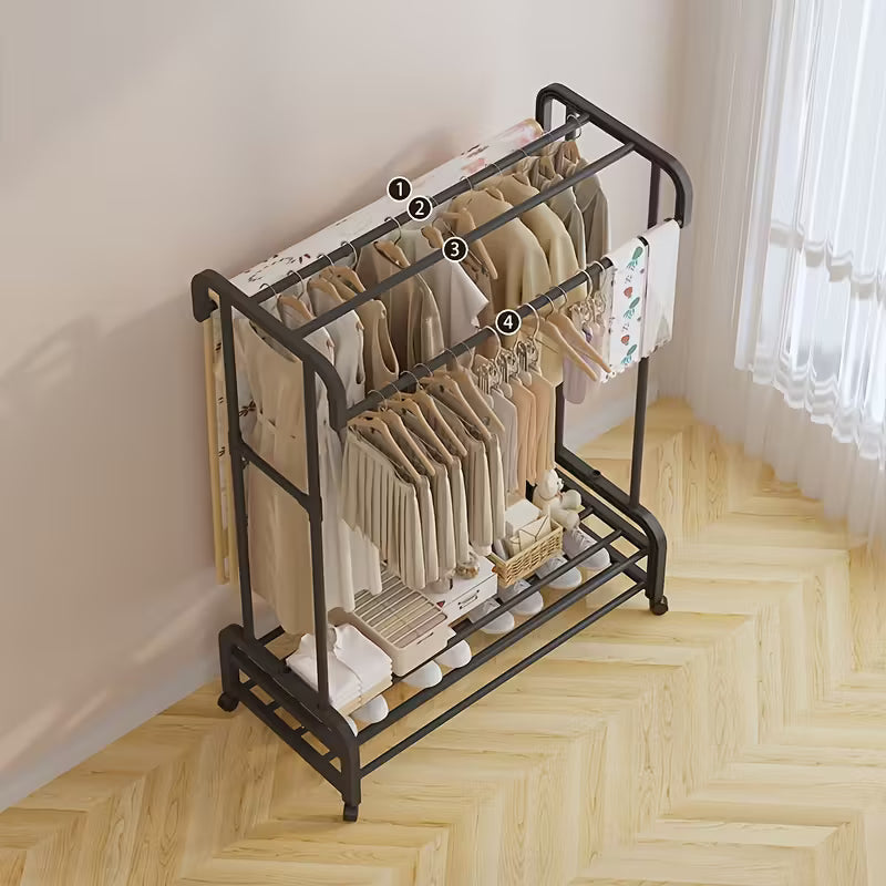 Kovinsko garderobno stojalo s polico – 105 cm