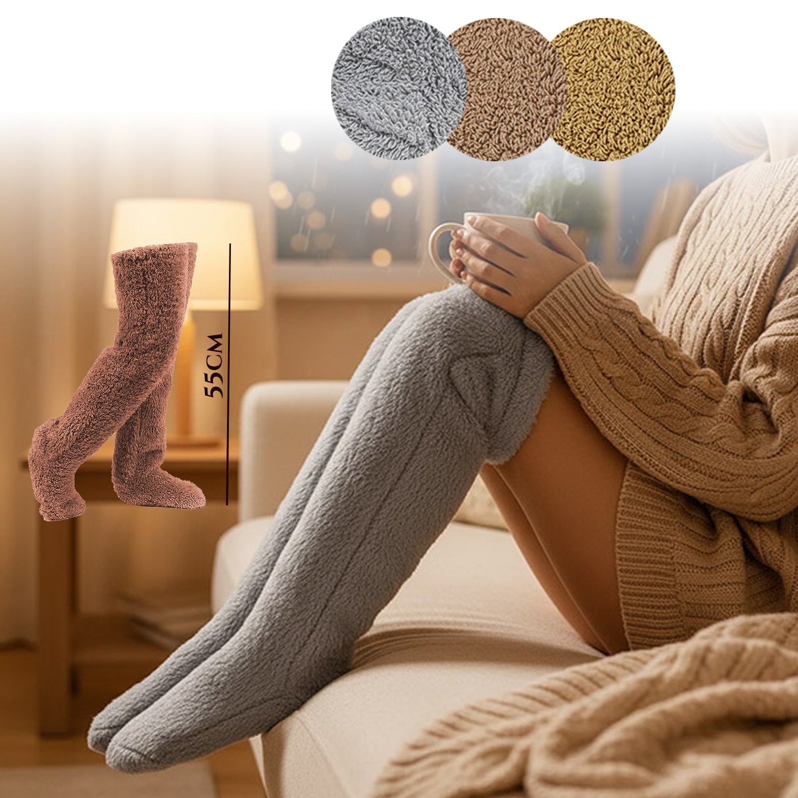 Ultra mehke dolge zimske nogavice - 55 cm