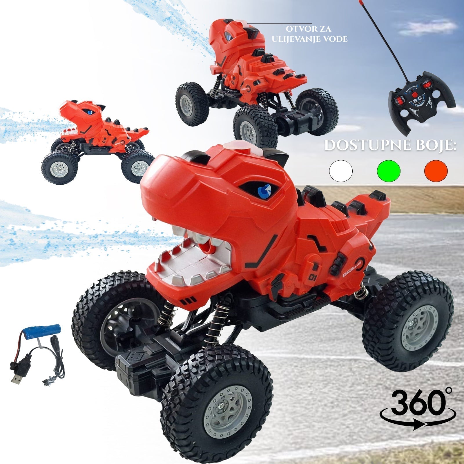 DALJINSKI UPRAVLJALNIK DINOSAUR 360 Z UČINKOM ŠKROPLJEČE VODE