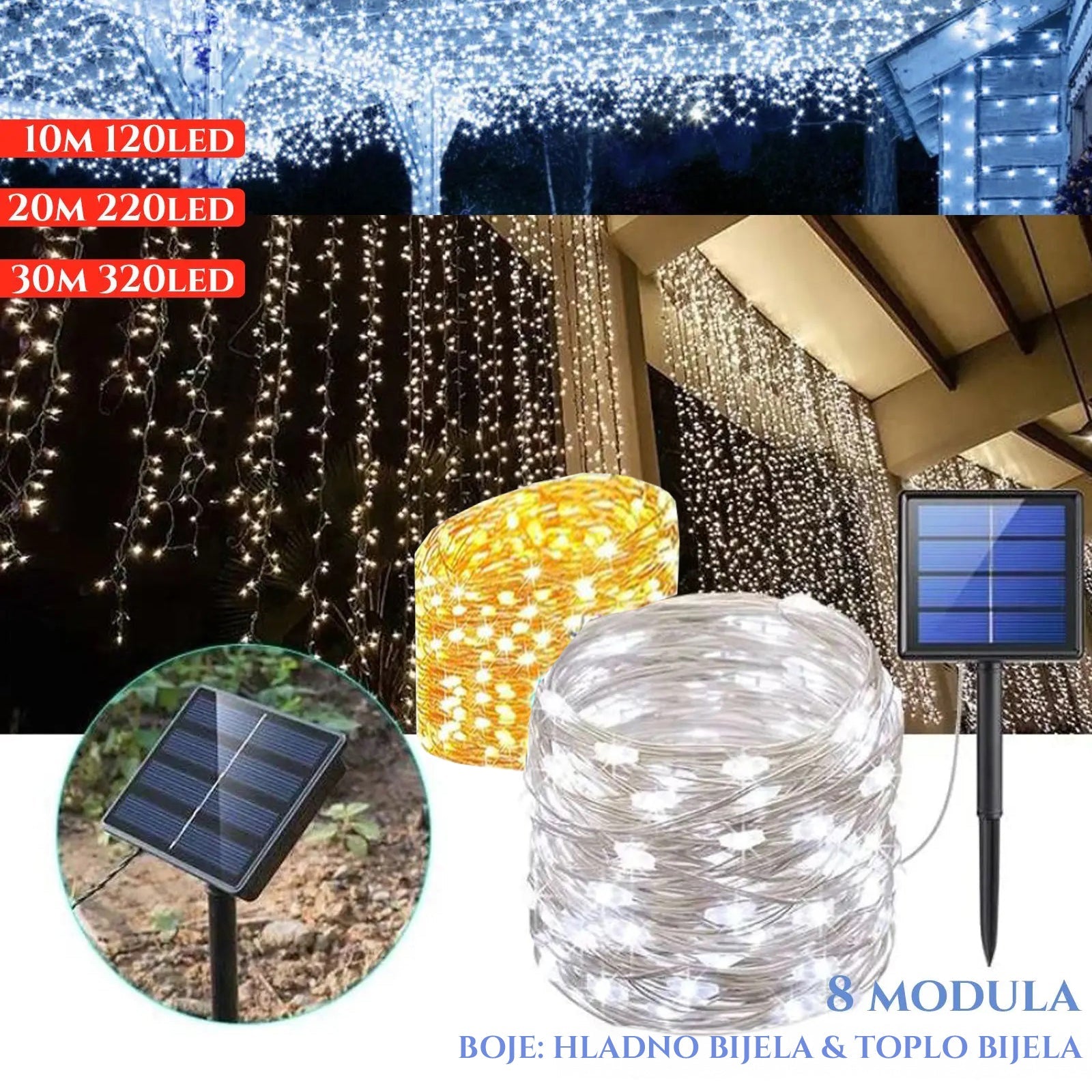 SONČNE FLEKSIBILNE BOŽIČNE LUČKE 10M/20M/30M