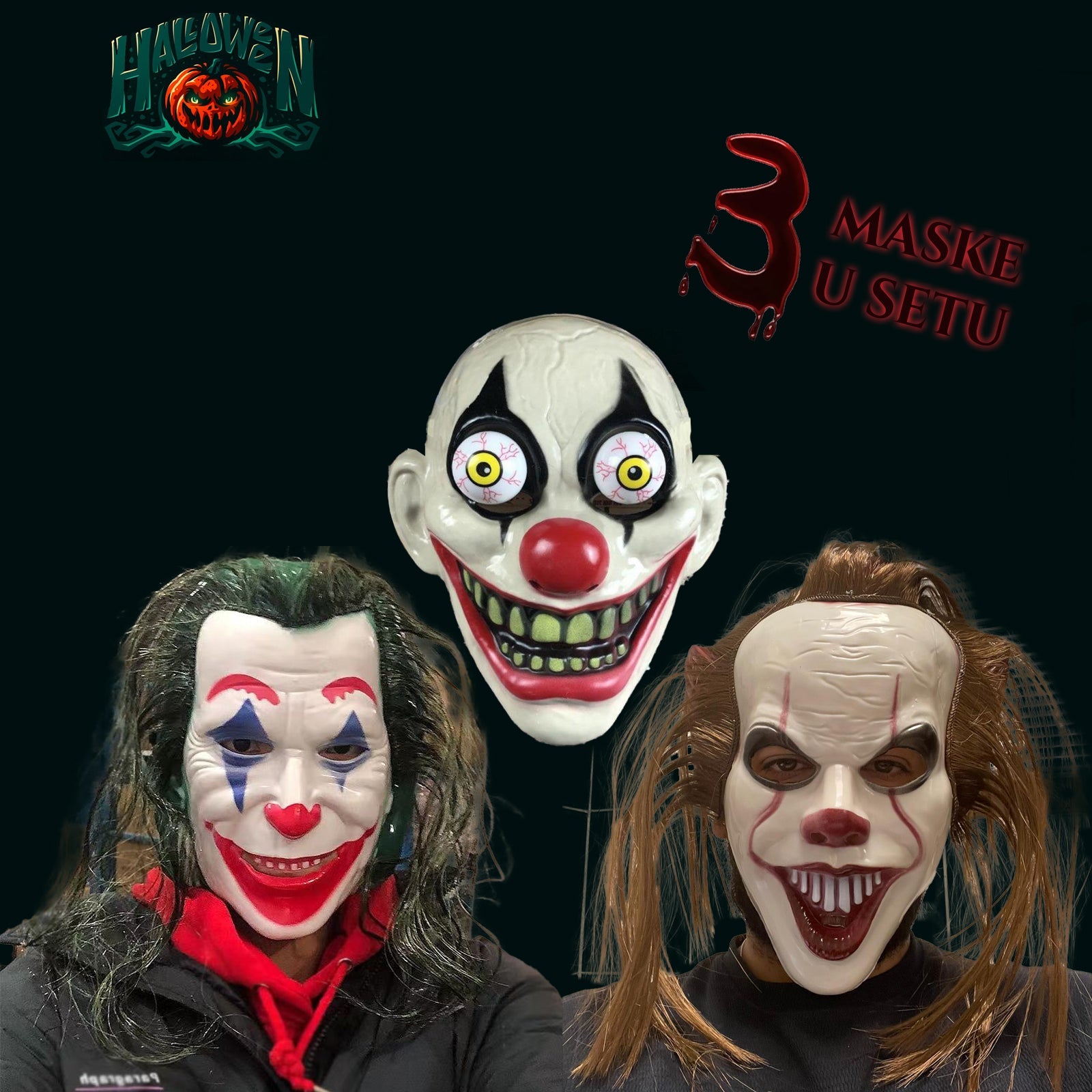 MASK ZA NOČ ČAROVNIC (3 V KOMPLETU)