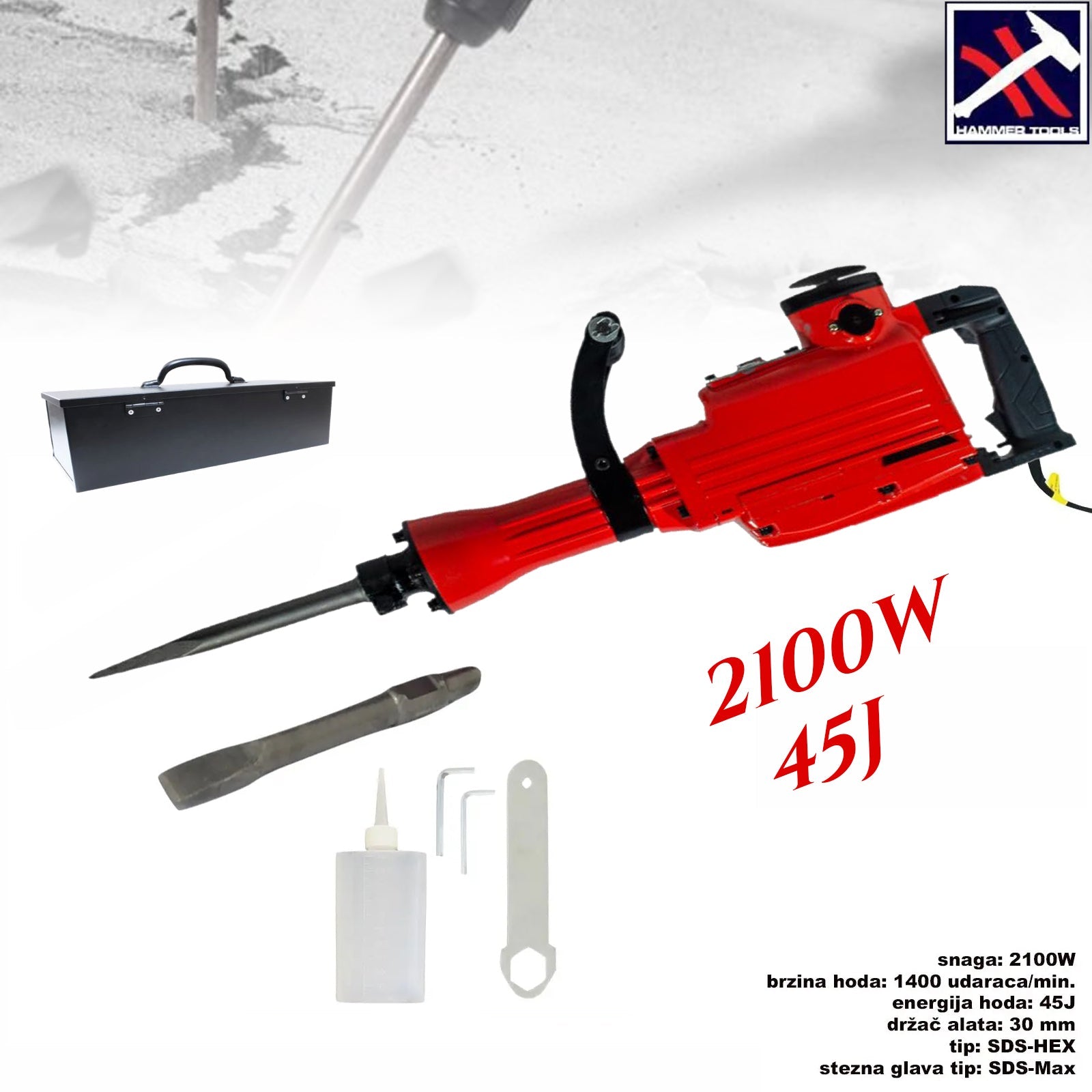UDARNO KLADIVO 2100 W 45 J KLADIVO ORODJE