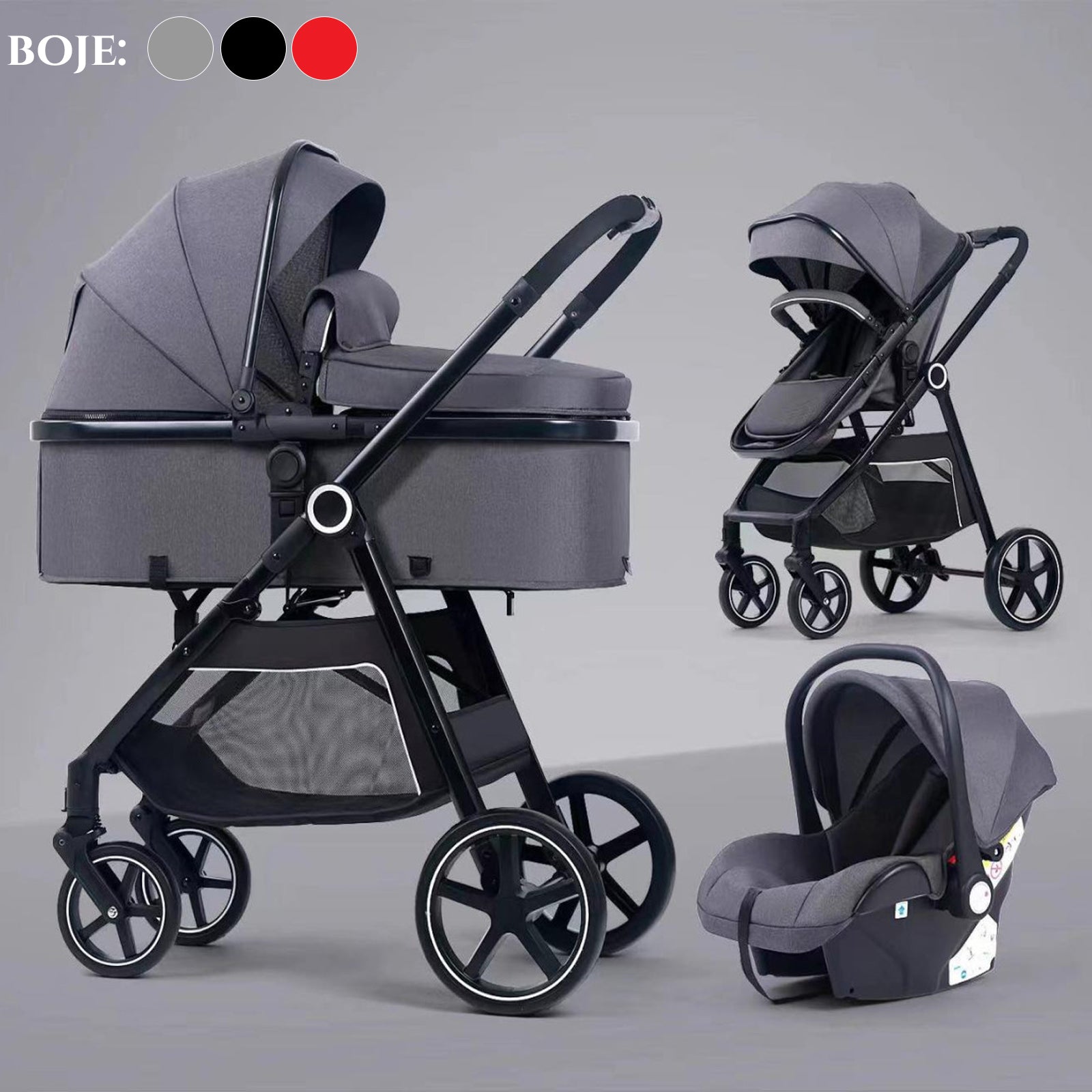 Otroški voziček 3 v 1