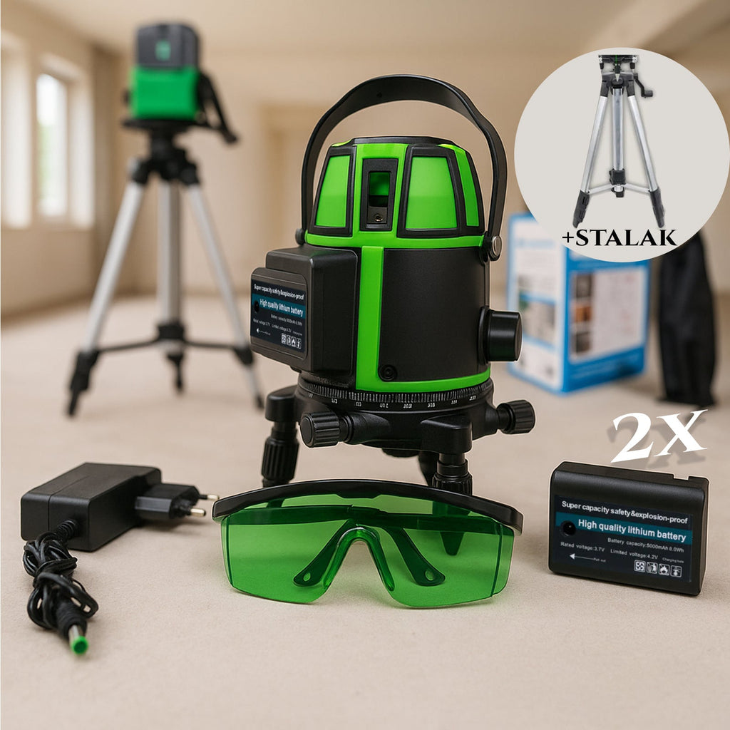 Laserski nivelir 2 bateriji + stojalo + zaščitna očala