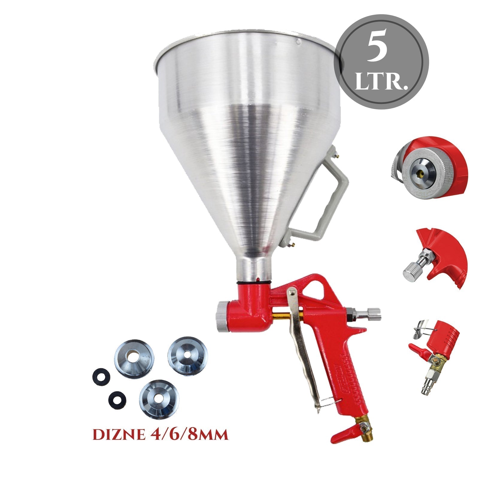 PIŠTOLA ZA BARVO S 3 ŠOBAMI IN 5L ALUMINIJASTO POSODO