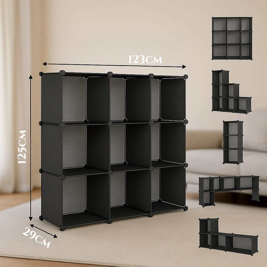 Odprta polica za knjige in organizacijo - 9 kock