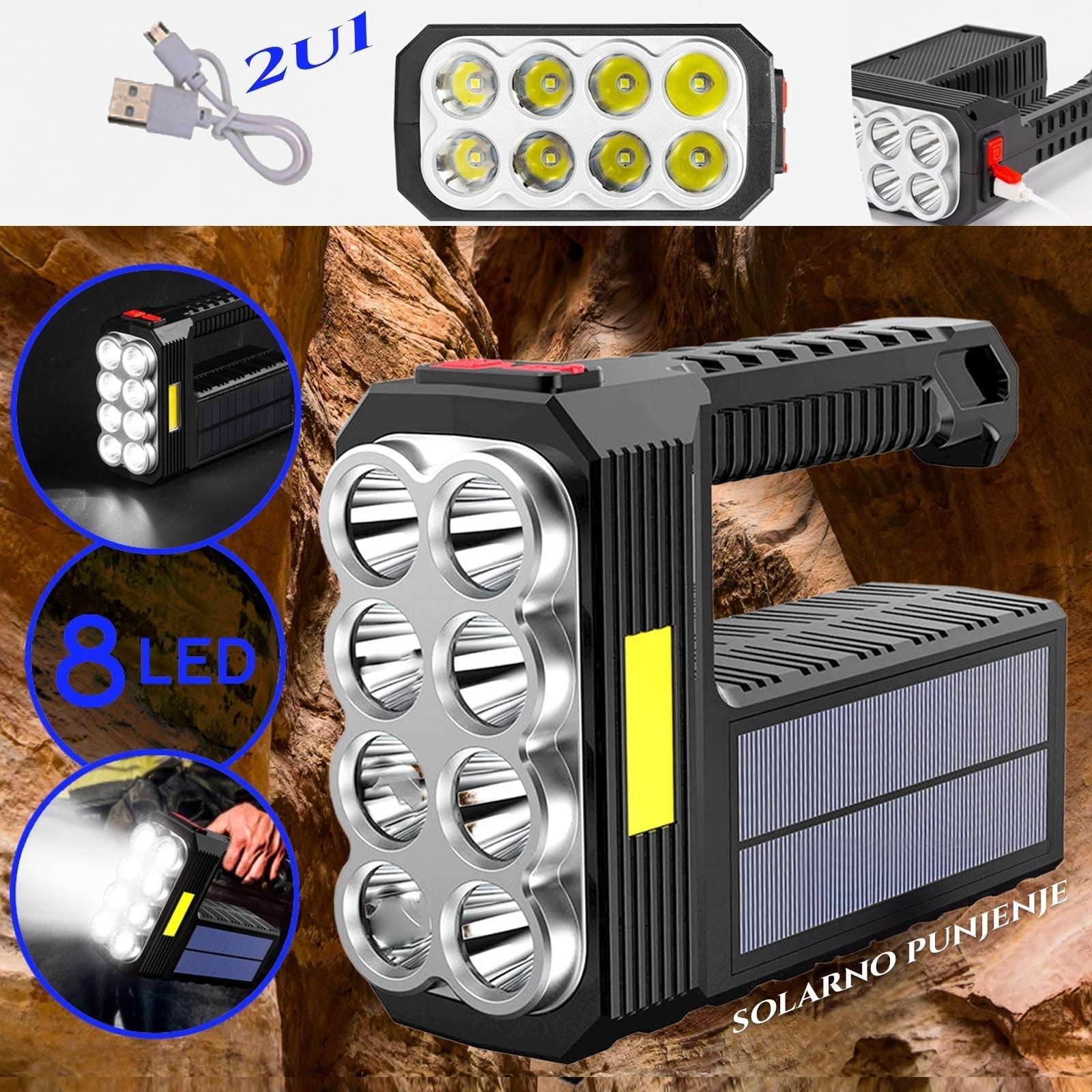 ROČNA SONČNA SVETILKA 2V1