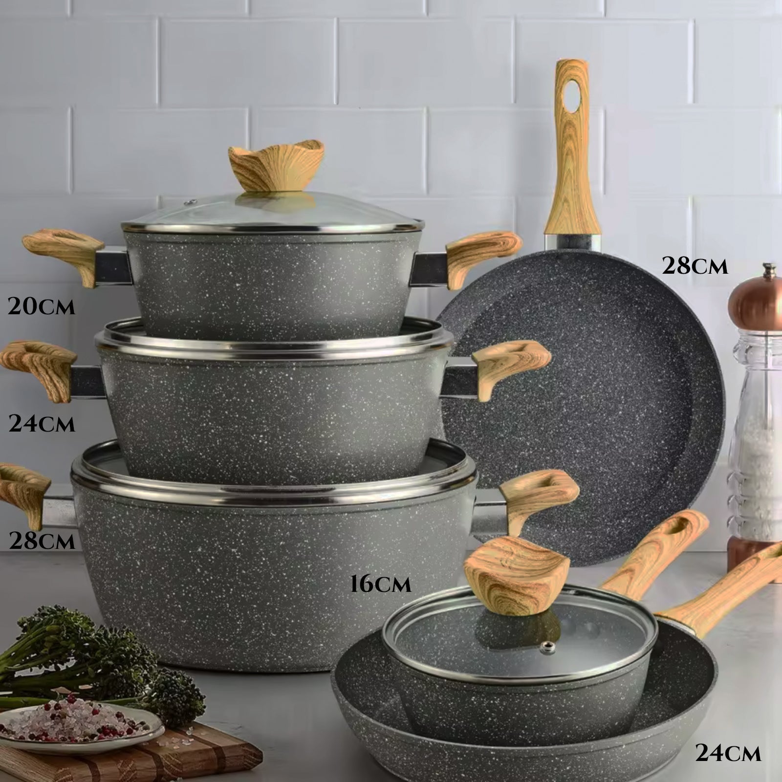 Premium set kamnite posode - komplet 7 delov