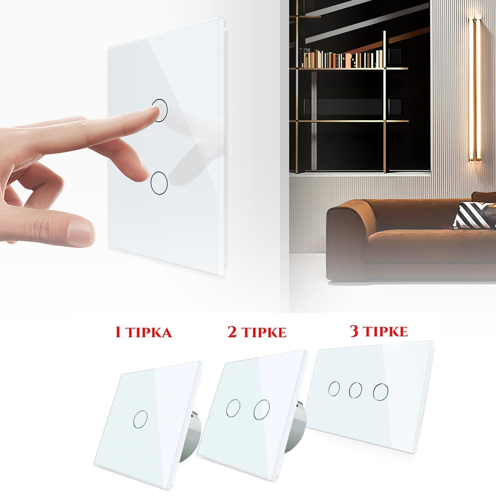 STIKALA NA DOTIK BELA, WIFI ENOJNA, DVOJNA, TROJNA