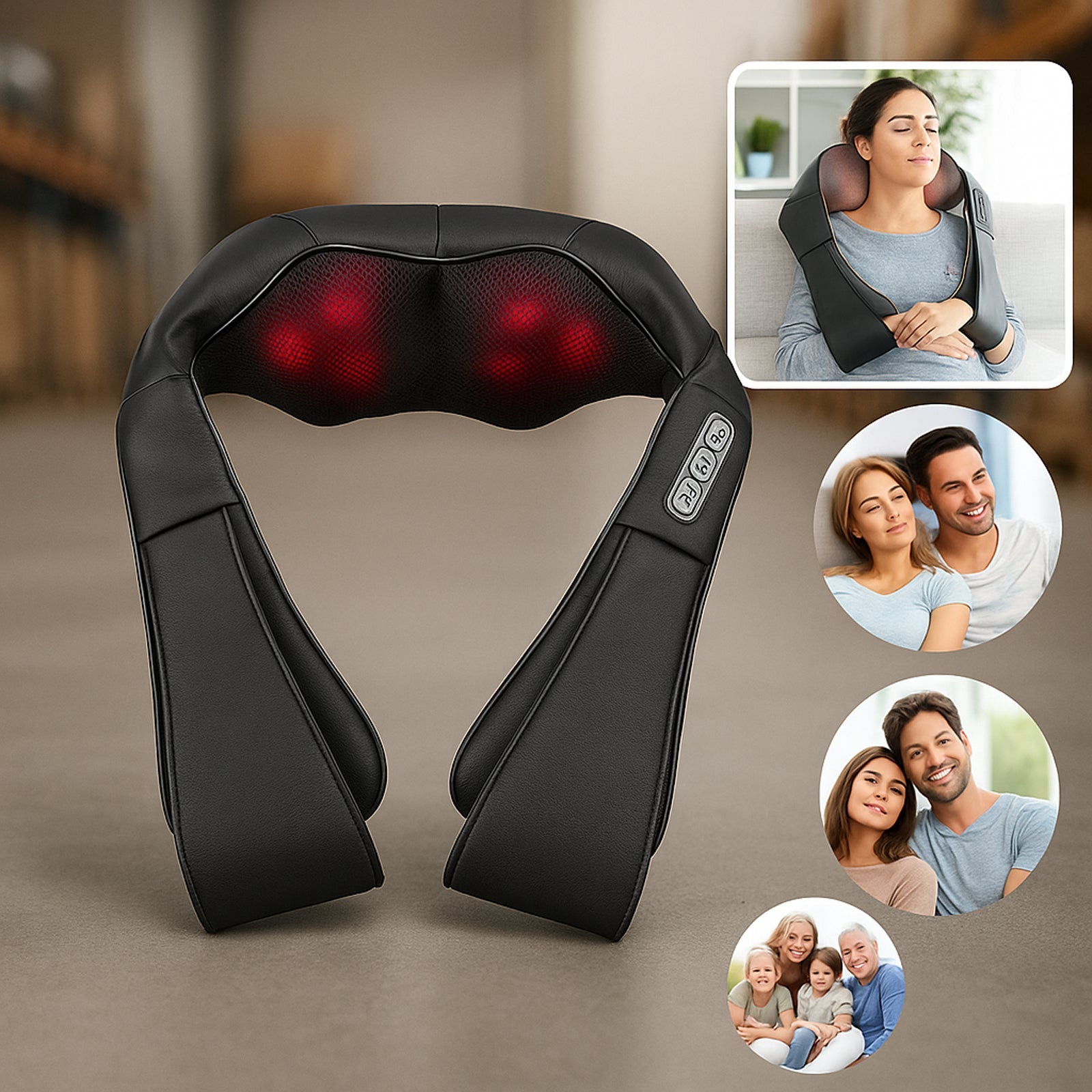 Shiatsu masažer za vrat in celotno telo s funkcijo ogrevanja