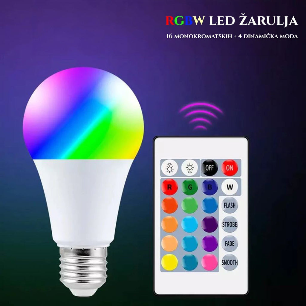 LED RGB ŽARNICA Z DALJINSKIM UPRAVLJALNIKOM