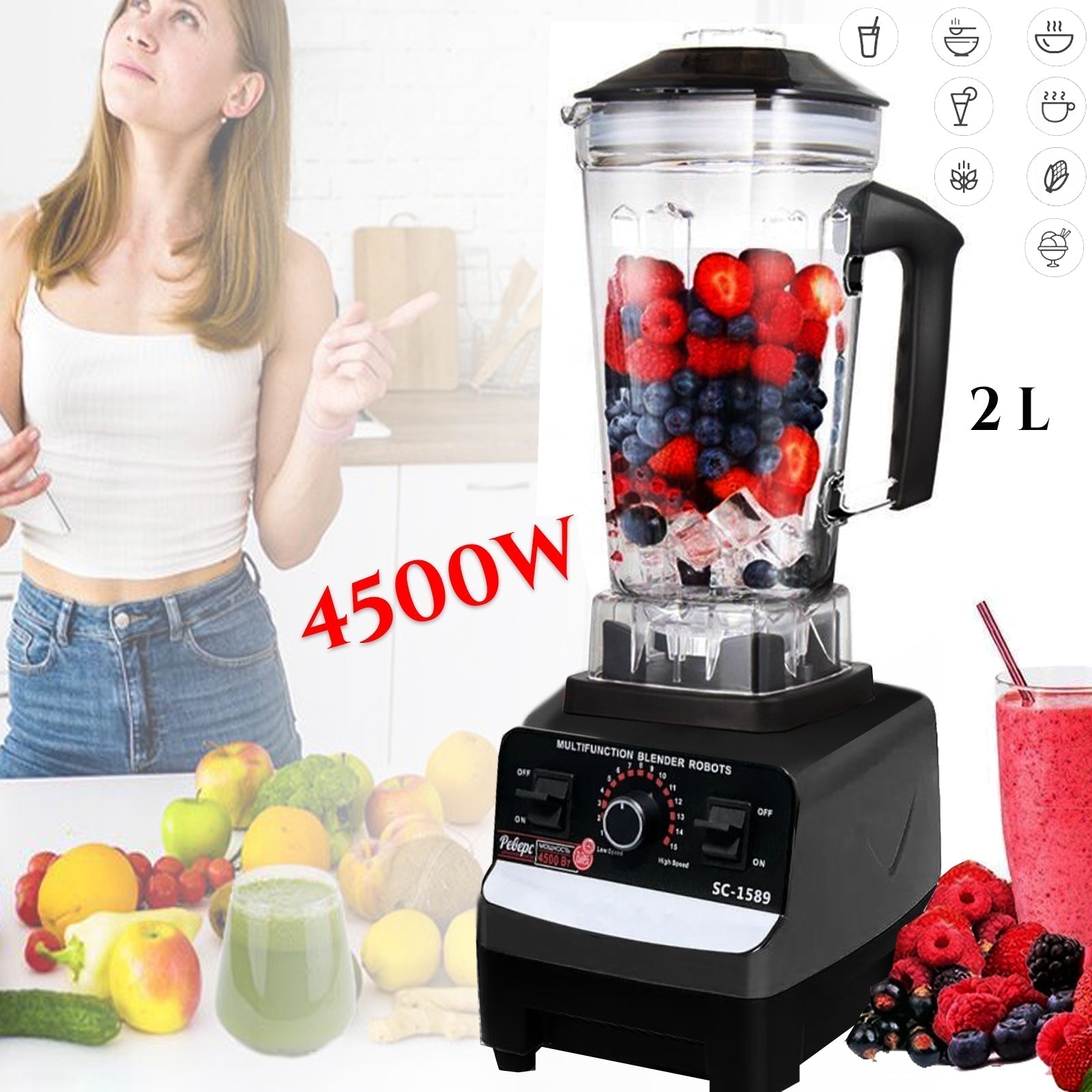 PROFESIONALNI SOČNIK/MEŠALNIK 2 L 4500 W