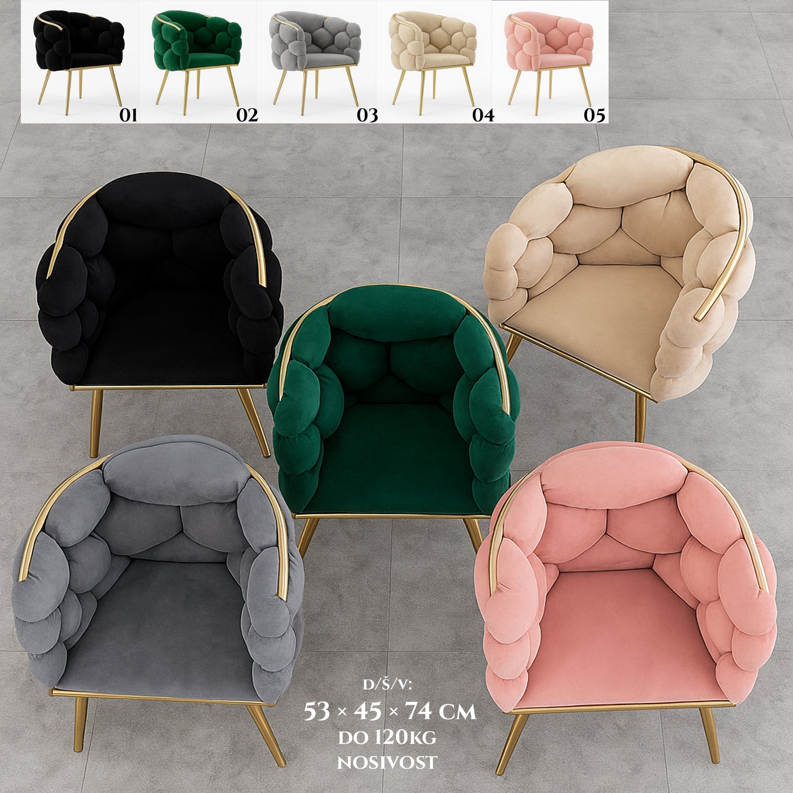 Žametni “bubble” stol