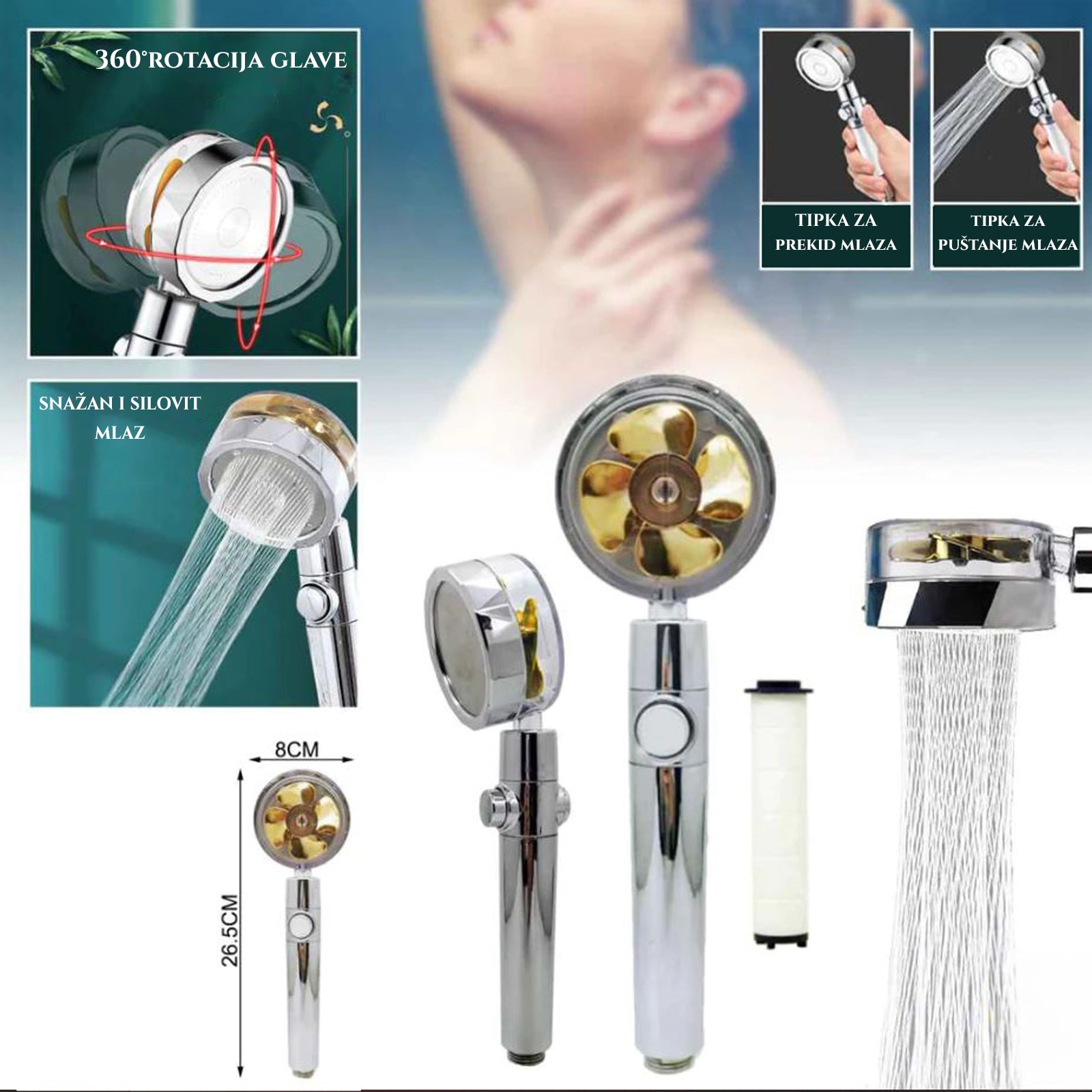 TURBO MOČNA TUŠ GLAVA