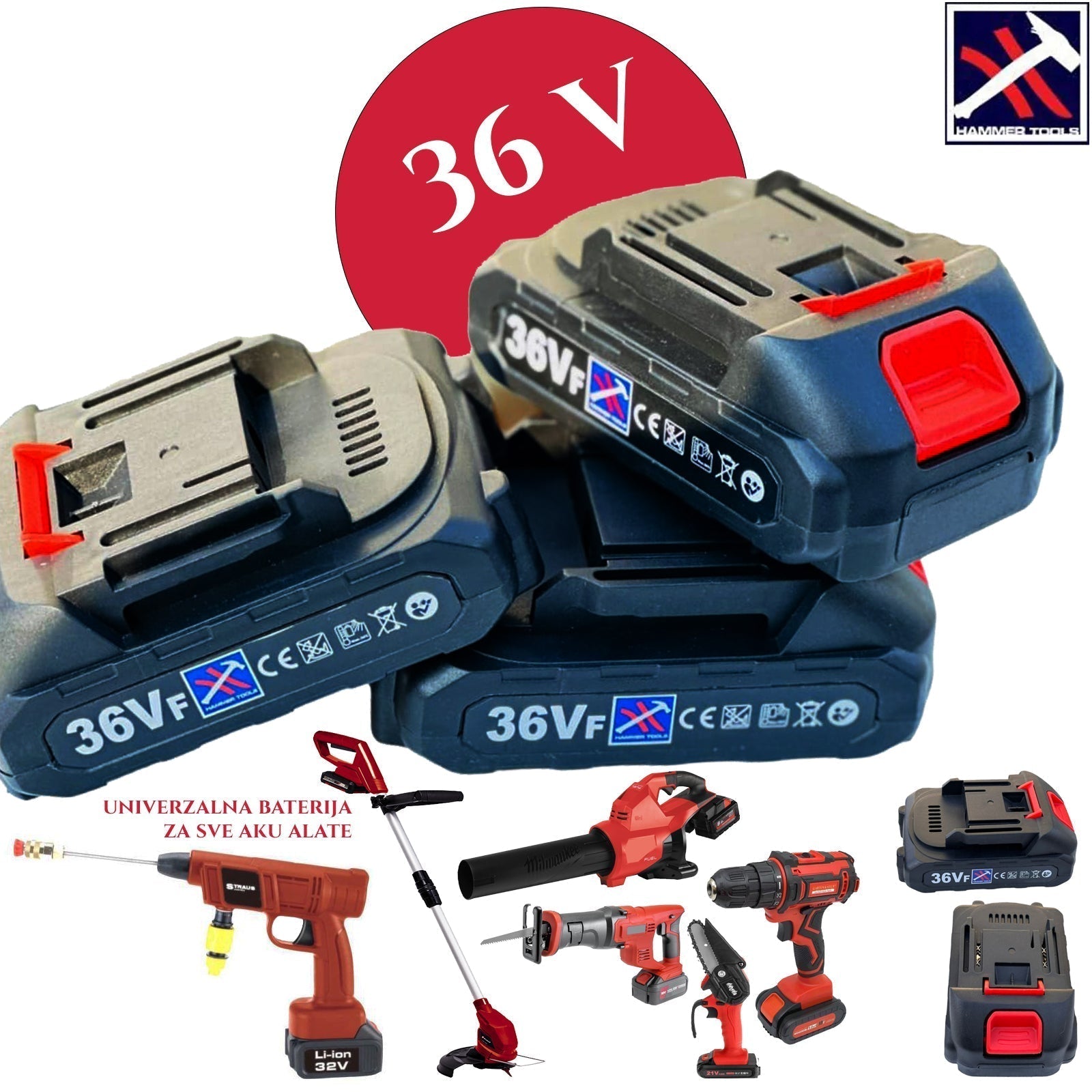 UNIVERZALNO BATERIJSKO 36V KLADIVO ZA AKUMULATORSKE VRTALNIKE, AKUMULATORSKE BRUSILNIKE, AKUMULATORSKE KOSILJKE, AKUMULATORSKE ŽAGE, AKUMULATORSKE MINI PRALNICE, AKUMULATORSKE VBOJNE ŽAGE, AKUMULATORSKE PUHALNIKE LISTE IDR