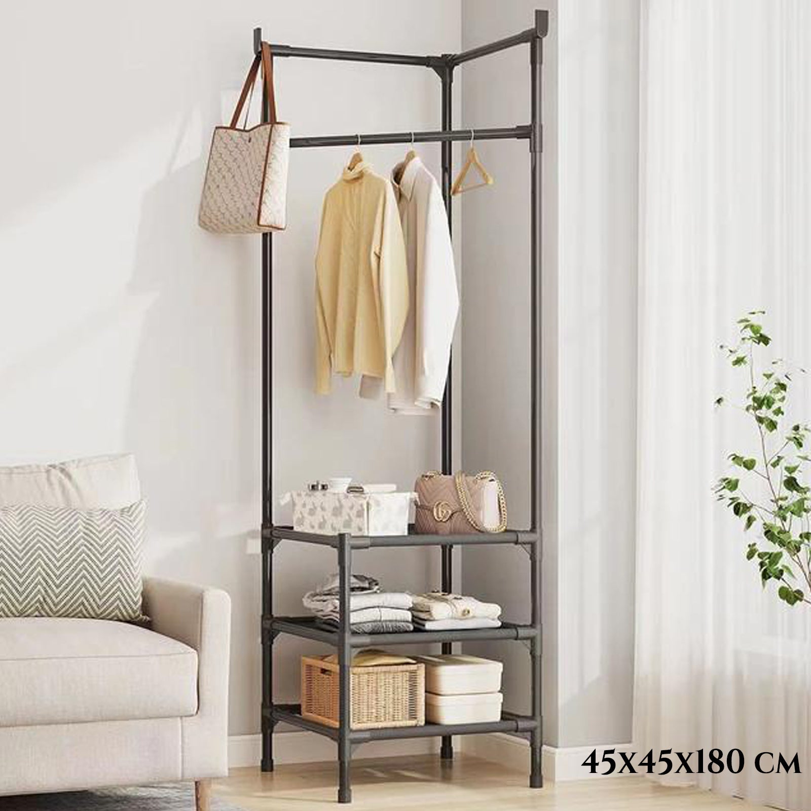 KOTNI REGAL ZA SHRANJEVANJE OBLAČIL