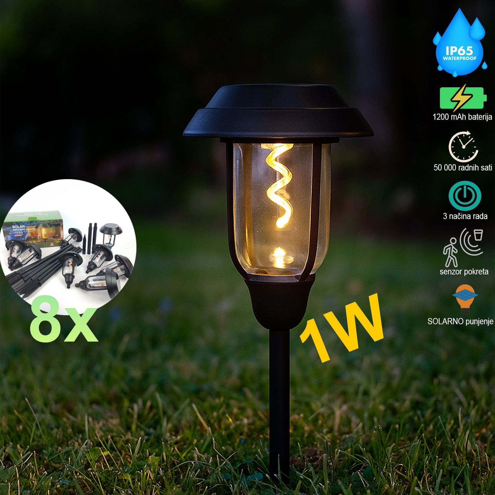 LED solarna vrtna svetilka n265 8 kosov