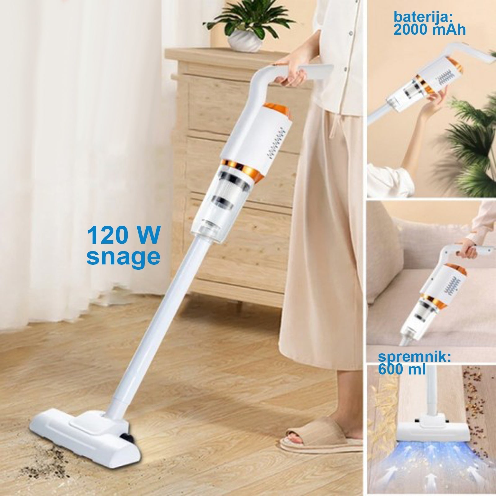 2-v-1 BREZŽIČNI SESALNIK Z VEČ NASTAVKI