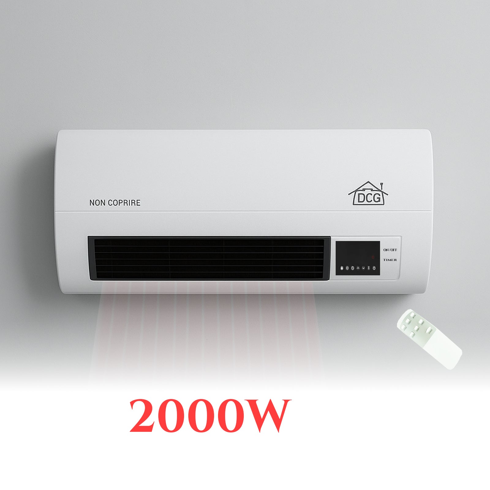 Stenska električna grelnica 2000W z daljinskim upravljalnikom