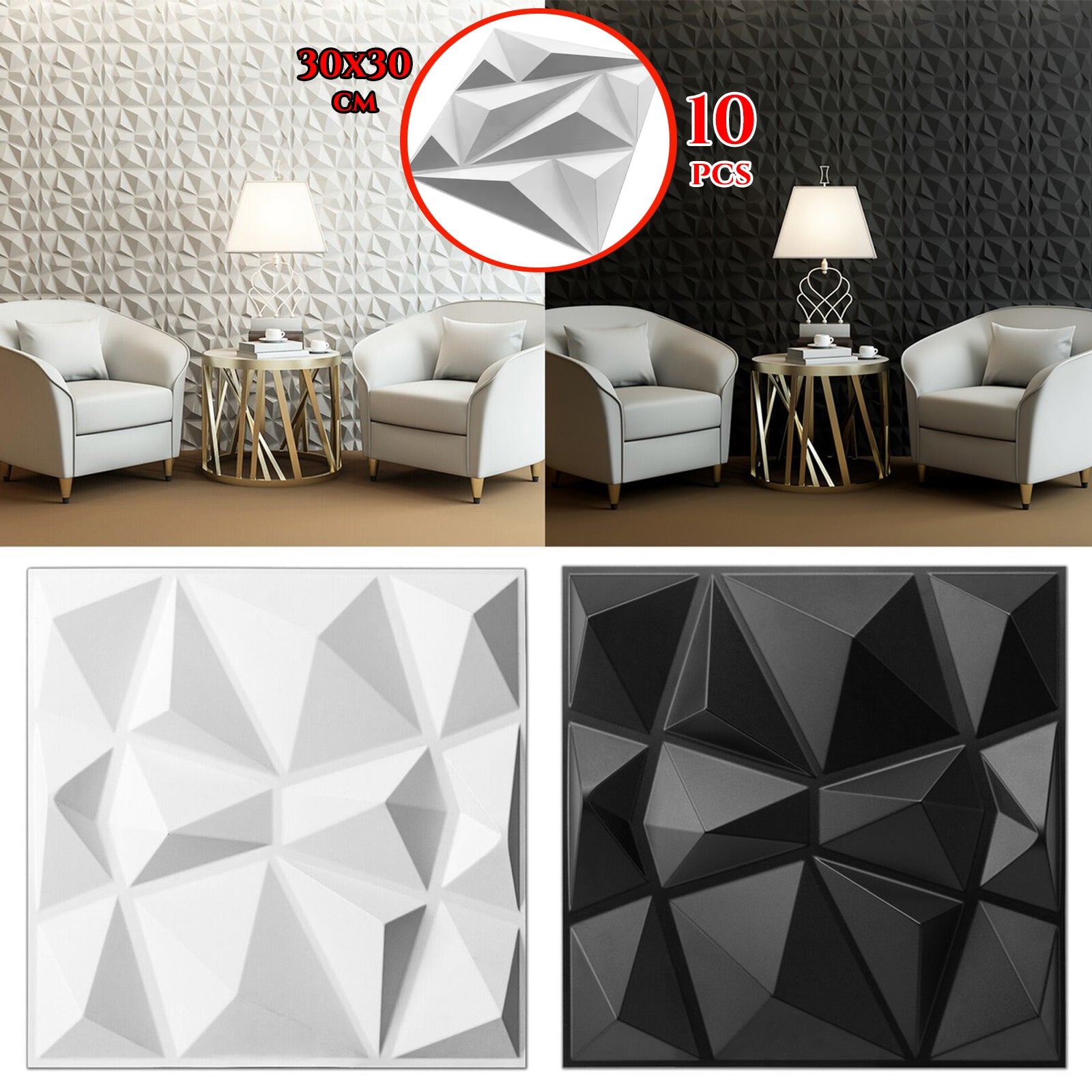 3D stenski paneli – geometrijski dizajn – 10 kosov
