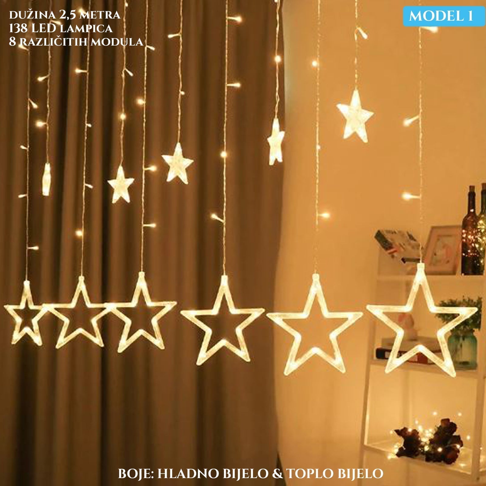 Učinkovita LED božična svetlobna zavesa